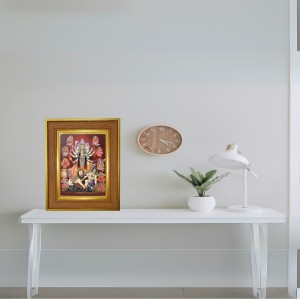 Mahishasura Mardini Photo Frame 10x14 Inches-Brown Wooden Frame For Home, Office & Temple Decoration And Gifting (F6291)