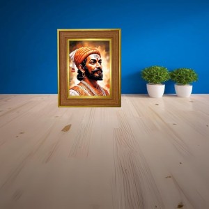 Chhatrapati Shivaji Maharaja Photo Frame 10x14 Inches-Brown Wooden Frame For Home, Office & Temple Decoration And Gifting (F6375)