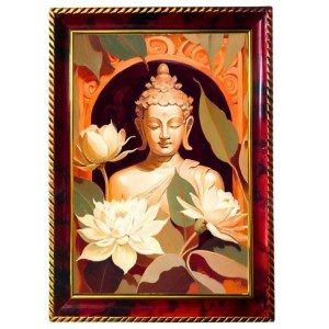 Serene Buddha Photo Frame For Wall & Table | 7x9 Inch Golden Cherry Finish | Decorative Serene Buddha Photo Frame For Home, Office & Pooja Room (F11591) Serene Buddha Photo Frame For Wall & Table | 7x9 Inch Golden Cherry Finish | Decorative Serene Buddha Photo Frame For Home, Office & Pooja Room (F11591)