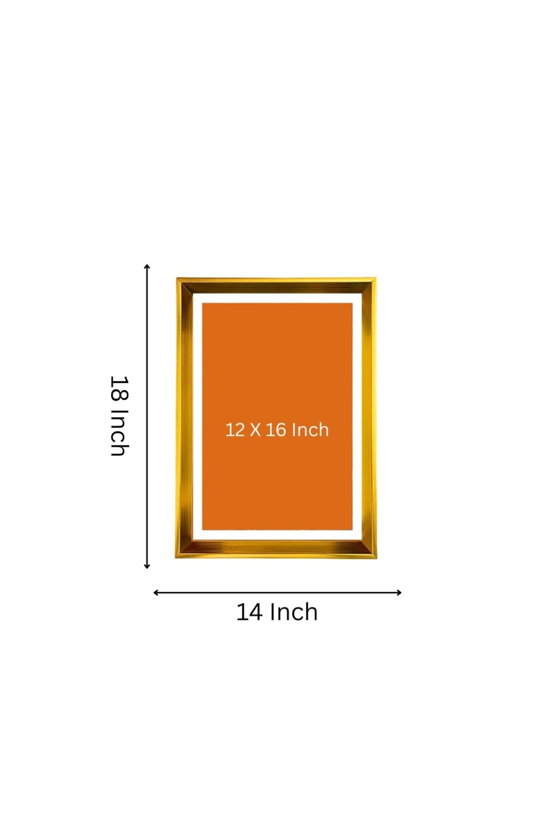 Mata Saraswati Golden Photo Frame - 14x18 Inches | Elegant Wooden Frame For Home, Office & Temple Decoration | Spiritual Wall & Table Decor And Gift Item (F9510)