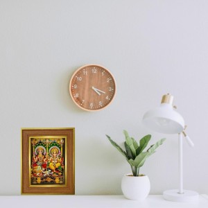Goddess Lakhsmi And Ganesha Photo Frame 10x14 Inches-Brown Wooden Frame For Home, Office & Temple Decoration And Gifting (F6429)