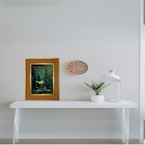 Buddha Photo Frame 10x14 Inches-Brown Wooden Frame For Home, Office & Temple Decoration And Gifting (F6317)
