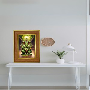 Lord Ganesha Photo Frame 12x16 Inches-Brown Wooden Frame For Home, Office & Temple Decoration And Gifting (F6233)