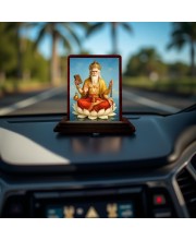 Car Desk/Table Top Lord Bramha Wooden Photo Stand 3x4 Inches, Compact & Stylish Spiritual Display For Car, Home & Office (Pack Of 1) (F14332)