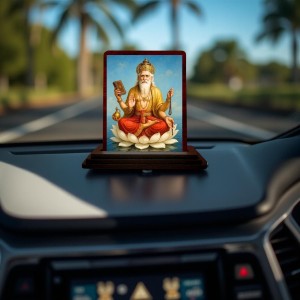 Car Desk/Table Top Lord Bramha Wooden Photo Stand 3x4 Inches, Compact & Stylish Spiritual Display For Car, Home & Office (Pack Of 1) (F14332) Car Desk/Table Top Lord Bramha Wooden Photo Stand 3x4 Inches, Compact & Stylish Spiritual Display For Car, Home & Office (Pack Of 1) (F14332)