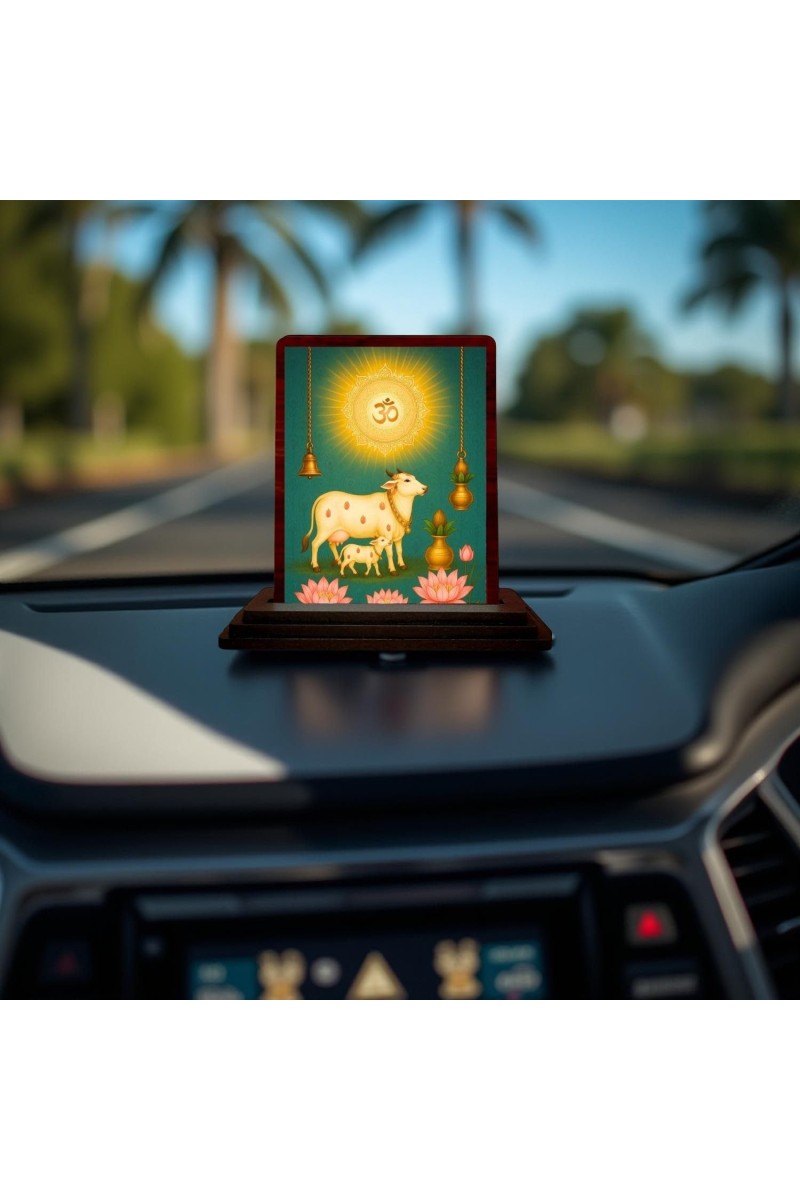 Car Desk/Table Top Gomatha Wooden Photo Stand 3x4 Inches, Compact & Stylish Spiritual Display For Car, Home & Office (Pack Of 1) (F14550)