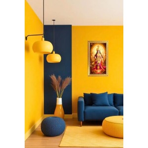 Devi Durga Digital Golden Color Photo Frame | Hindu Religious Wall Decor | 8x15 Inches - Inspirational Wall Art For Office, Home Decor - Ideal Spiritual Gift (F10254)