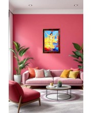 Sri Chaithanya Mahaprabhu Photo Frame For Wall & Table | 7x9 Inch Golden Cherry Finish | Decorative Sri Chaithanya Mahaprabhu Photo Frame For Home, Office & Pooja Room (F11413)