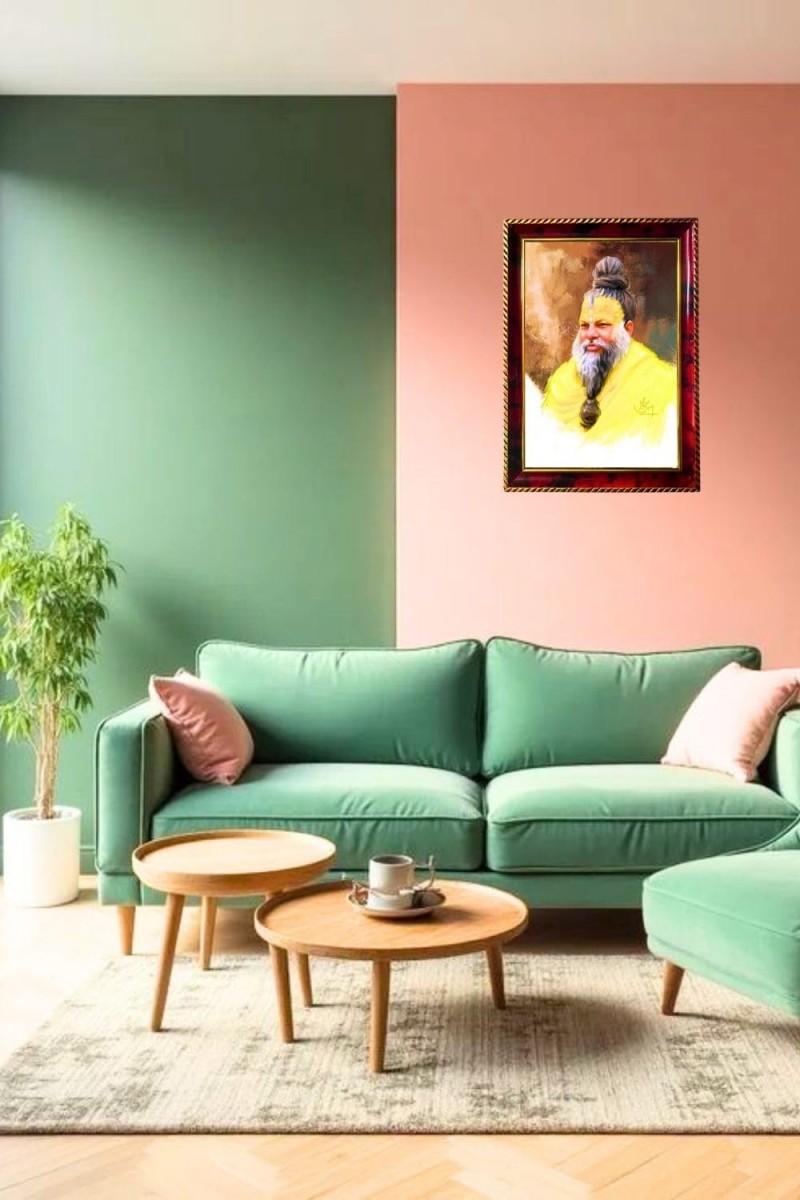 Premanand Govind Sharan Maharaj Ji Photo Frame For Wall & Table | 7x9 Inch Golden Cherry Finish | Decorative Premanand Govind Sharan Maharaj Ji Photo Frame For Home, Office & Pooja Room (F11587)