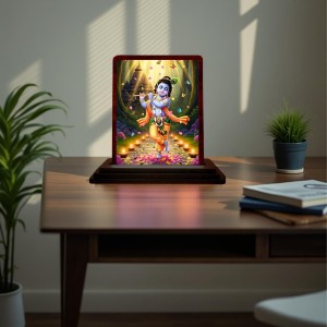Car Desk/Table Top Lord Krishna Wooden Photo Stand 3x4 Inches, Compact & Stylish Spiritual Display For Car, Home & Office (Pack Of 1) (F14299) Car Desk/Table Top Lord Krishna Wooden Photo Stand 3x4 Inches, Compact & Stylish Spiritual Display For Car, Home & Office (Pack Of 1) (F14299)