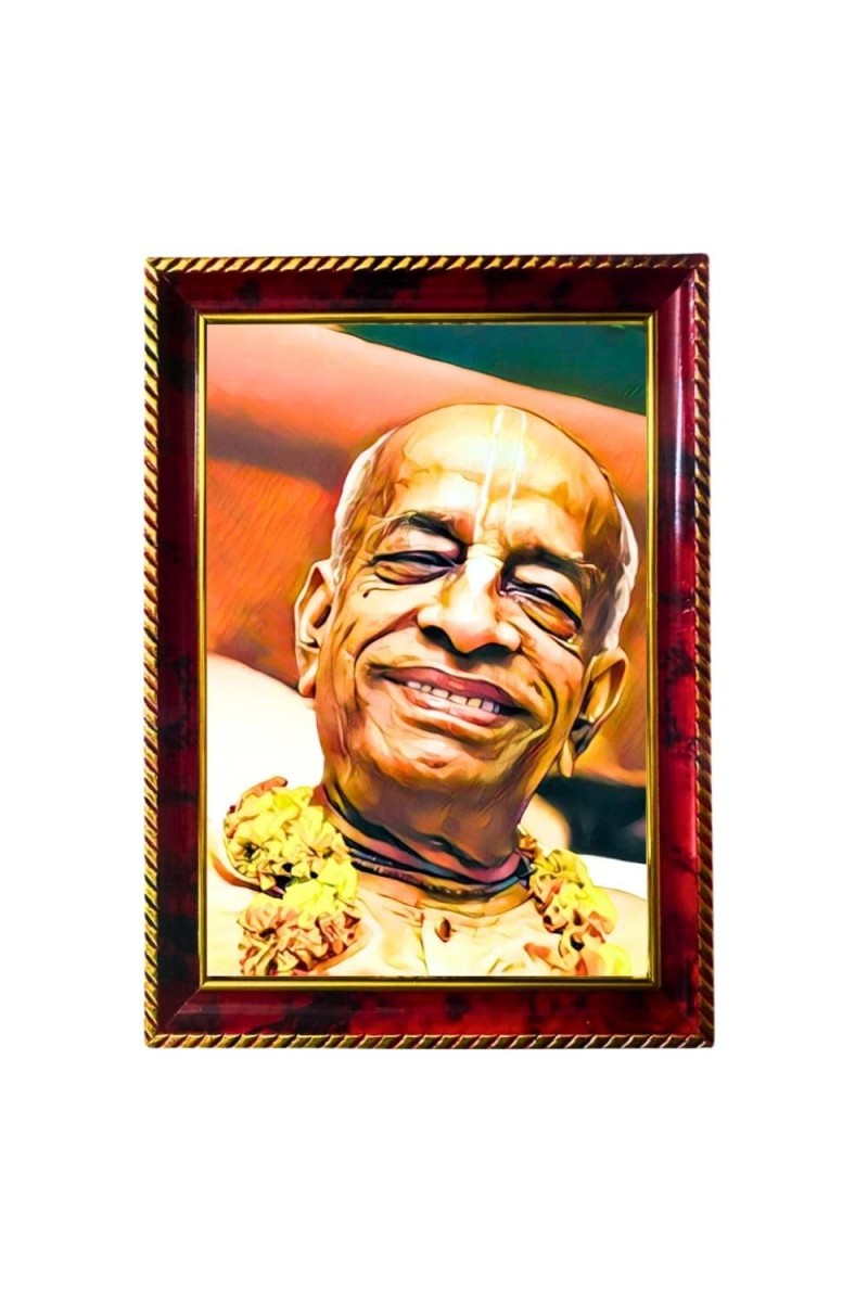 Sri Srila Prabhupada Photo Frame For Wall & Table | 7x9 Inch Golden Cherry Finish | Decorative Sri Srila Prabhupada Photo Frame For Home, Office & Pooja Room (F11532)