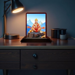 Car Desk/Table Top Lord Hanuman Wooden Photo Stand 3x4 Inches, Compact & Stylish Spiritual Display For Car, Home & Office (Pack Of 1) (F14342) Car Desk/Table Top Lord Hanuman Wooden Photo Stand 3x4 Inches, Compact & Stylish Spiritual Display For Car, Home & Office (Pack Of 1) (F14342)