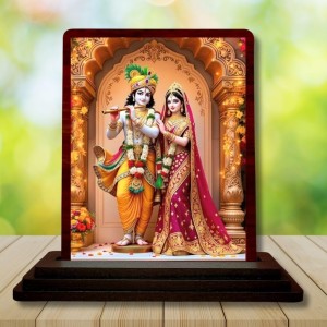 Car Desk/Table Top Radha Krishna Wooden Photo Stand 3x4 Inches, Compact & Stylish Spiritual Display For Car, Home & Office (Pack Of 1) (F14220) Car Desk/Table Top Radha Krishna Wooden Photo Stand 3x4 Inches, Compact & Stylish Spiritual Display For Car, Home & Office (Pack Of 1) (F14220)
