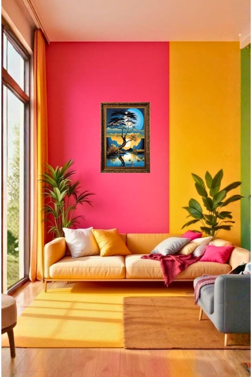 Painting Tree Big Photo Frame - 20x28 Inches For Home,Temple & Office Decoration (F11225)