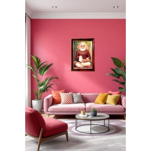 Srila Bhaktivinoda Thakura Photo Frame For Wall & Table | 7x9 Inch Golden Cherry Finish | Decorative Srila Bhaktivinoda Thakura Photo Frame For Home, Office & Pooja Room (F11533)