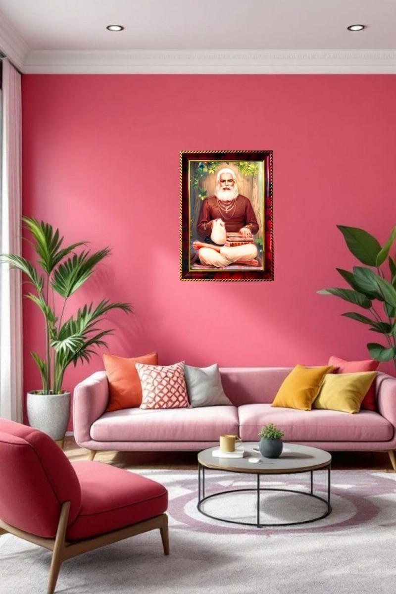 Srila Bhaktivinoda Thakura Photo Frame For Wall & Table | 7x9 Inch Golden Cherry Finish | Decorative Srila Bhaktivinoda Thakura Photo Frame For Home, Office & Pooja Room (F11533)
