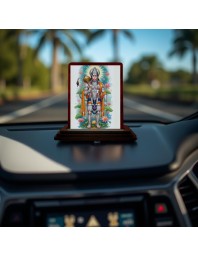 Car Desk/Table Top Lord Hanuman Wooden Photo Stand 3x4 Inches, Compact & Stylish Spiritual Display For Car, Home & Office (Pack Of 1) (F14173)