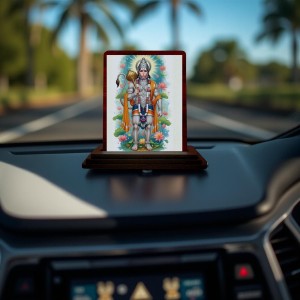 Car Desk/Table Top Lord Hanuman Wooden Photo Stand 3x4 Inches, Compact & Stylish Spiritual Display For Car, Home & Office (Pack Of 1) (F14173) Car Desk/Table Top Lord Hanuman Wooden Photo Stand 3x4 Inches, Compact & Stylish Spiritual Display For Car, Home & Office (Pack Of 1) (F14173)