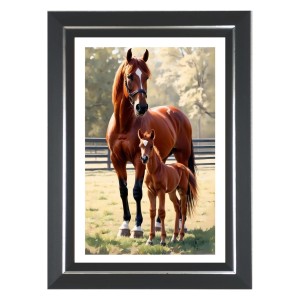 Horse And Her Foal Photo Wall & Table Frame | 10x14 Inch Black Designer | Perfect For Gifting & Home Decor (F9612) Horse And Her Foal Photo Wall & Table Frame | 10x14 Inch Black Designer | Perfect For Gifting & Home Decor (F9612)