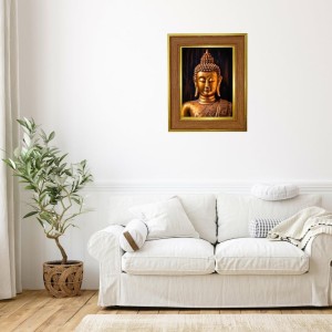 Lord Buddha Photo Frame 12x16 Inches-Brown Wooden Frame For Home, Office & Temple Decoration And Gifting (F6255)