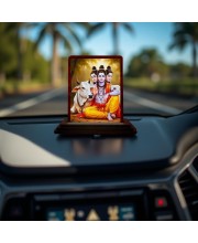Car Desk/Table Top Lord Dattatreya Wooden Photo Stand 3x4 Inches, Compact & Stylish Spiritual Display For Car, Home & Office (Pack Of 1) (F14165)