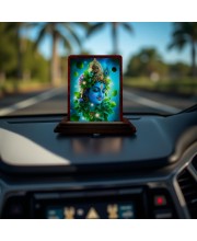 Car Desk/Table Top Lord Krishna Wooden Photo Stand 3x4 Inches, Compact & Stylish Spiritual Display For Car, Home & Office (Pack Of 1) (F14357)
