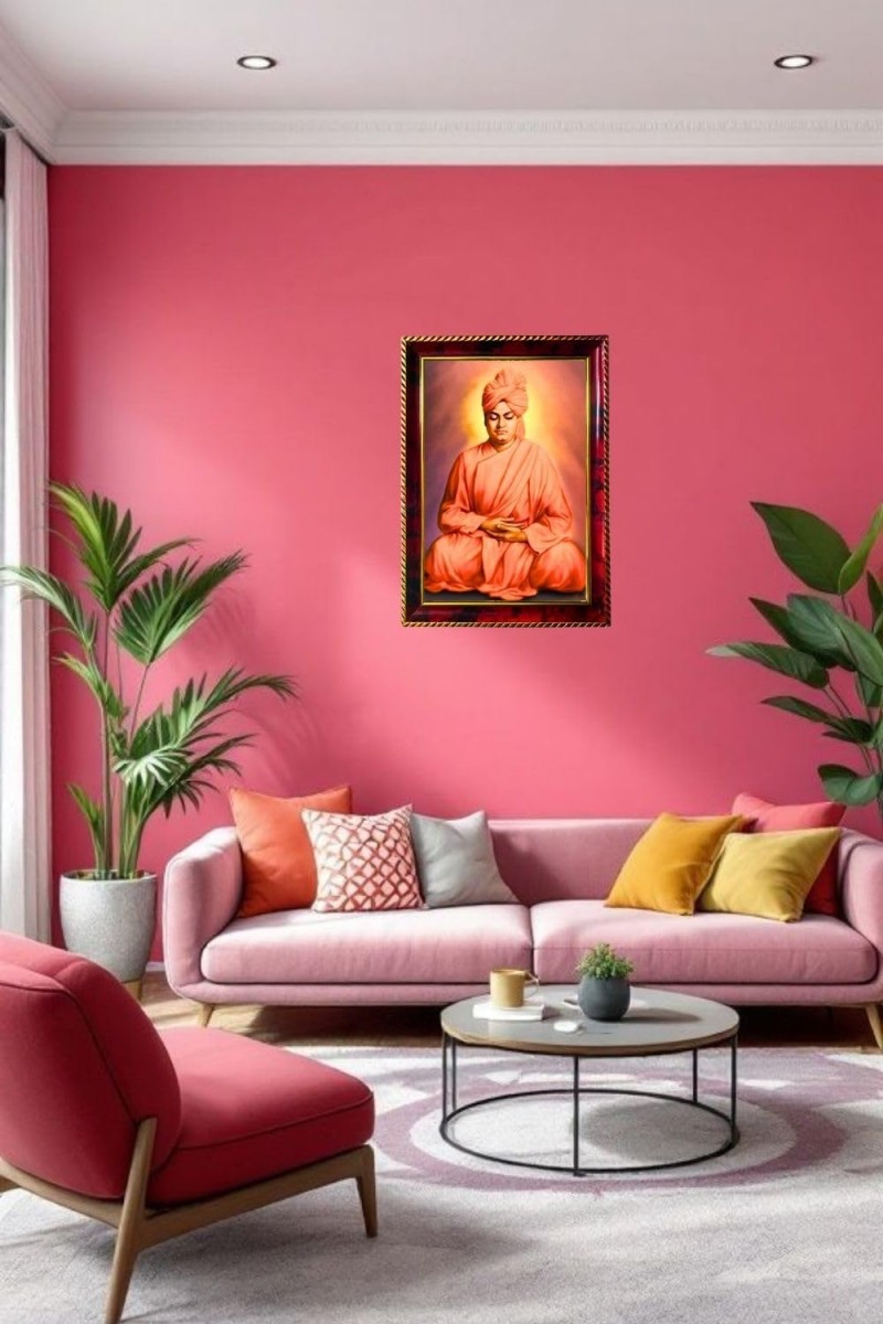 Vivekananda Photo Frame For Wall & Table | 7x9 Inch Golden Cherry Finish | Decorative Vivekananda Photo Frame For Home, Office & Pooja Room (F11350)