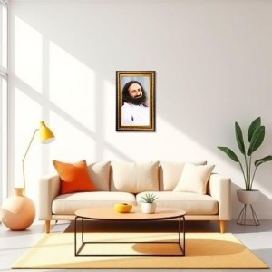 Sri Sri Ravi Shankar Digital Golden Balck Color Photo Frame | Hindu Religious Wall Decor | 10x16 Inches - Inspirational Wall Art For Office, Home Decor - Ideal Spiritual Gift (F16610)