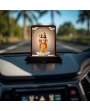 Car Desk/Table Top Lord Karthikeya Wooden Photo Stand 3x4 Inches, Compact & Stylish Spiritual Display For Car, Home & Office (Pack Of 1) (F14374)