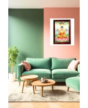 Peaceful Buddha Photo Frame For Wall & Table | 7x9 Inch Golden Cherry Finish | Decorative Peaceful Buddha Photo Frame For Home, Office & Pooja Room (F11614)