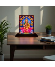 Car Desk/Table Top Maa Laxmi Wooden Photo Stand 3x4 Inches, Compact & Stylish Spiritual Display For Car, Home & Office (Pack Of 1) (F15107)