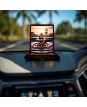 Car Desk/Table Top Shiva Lingam Wooden Photo Stand 3x4 Inches, Compact & Stylish Spiritual Display For Car, Home & Office (Pack Of 1) (F14608)