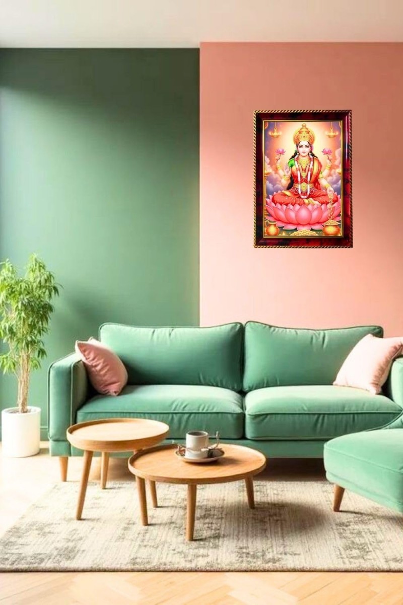 Maa Laxmi Photo Frame For Wall & Table | 7x9 Inch Golden Cherry Finish | Decorative Maa Laxmi Photo Frame For Home, Office & Pooja Room (F11716)