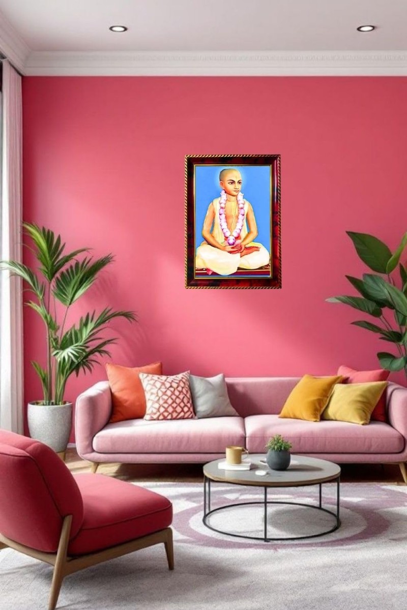 Narottama Dasa Thakura Photo Frame For Wall & Table | 7x9 Inch Golden Cherry Finish | Decorative Narottama Dasa Thakura Photo Frame For Home, Office & Pooja Room (F11534)