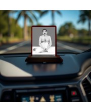 Car Desk/Table Top Sri Sri Thakur Anukulchandra Wooden Photo Stand 3x4 Inches, Compact & Stylish Spiritual Display For Car, Home & Office (Pack Of 1) (F14641)