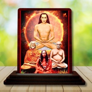 Car Desk/Table Top Mahavathar Babaji Wooden Photo Stand 3x4 Inches, Compact & Stylish Spiritual Display For Car, Home & Office (Pack Of 1) (F14321)