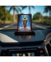 Car Desk/Table Top Lord Balaji Wooden Photo Stand 3x4 Inches, Compact & Stylish Spiritual Display For Car, Home & Office (Pack Of 1) (F14356)