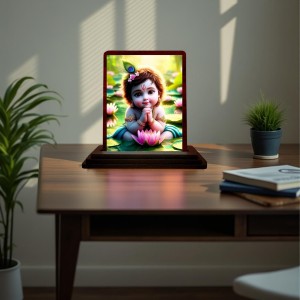 Car Desk/Table Top Lord Krishna Wooden Photo Stand 3x4 Inches, Compact & Stylish Spiritual Display For Car, Home & Office (Pack Of 1) (F14485) Car Desk/Table Top Lord Krishna Wooden Photo Stand 3x4 Inches, Compact & Stylish Spiritual Display For Car, Home & Office (Pack Of 1) (F14485)