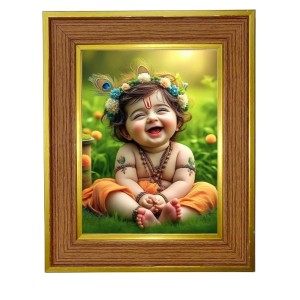 Little Baby Krishna Photo Frame 10x14 Inches-Brown Wooden Frame For Home, Office & Temple Decoration And Gifting (F6385) Little Baby Krishna Photo Frame 10x14 Inches-Brown Wooden Frame For Home, Office & Temple Decoration And Gifting (F6385)