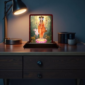 Car Desk/Table Top Lord Dattatreya Wooden Photo Stand 3x4 Inches, Compact & Stylish Spiritual Display For Car, Home & Office (Pack Of 1) (F14341) Car Desk/Table Top Lord Dattatreya Wooden Photo Stand 3x4 Inches, Compact & Stylish Spiritual Display For Car, Home & Office (Pack Of 1) (F14341)