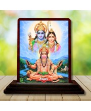 Car Desk/Table Top Lord Hanuman With Sita Rama Wooden Photo Stand 3x4 Inches, Compact & Stylish Spiritual Display For Car, Home & Office (Pack Of 1) (F14539)