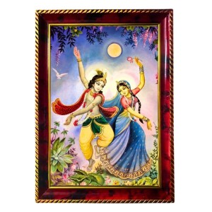 Radha Krishna Photo Frame For Wall & Table | 7x9 Inch Golden Cherry Finish | Decorative Radha Krishna Photo Frame For Home, Office & Pooja Room (F11363) Radha Krishna Photo Frame For Wall & Table | 7x9 Inch Golden Cherry Finish | Decorative Radha Krishna Photo Frame For Home, Office & Pooja Room (F11363)