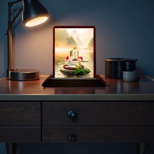 Car Desk/Table Top Shiva Lingam Wooden Photo Stand 3x4 Inches, Compact & Stylish Spiritual Display For Car, Home & Office (Pack Of 1) (F14606)