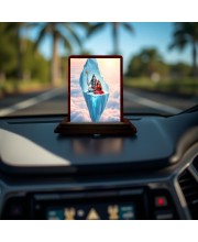 Car Desk/Table Top Lord Shiva And Parvathi Wooden Photo Stand 3x4 Inches, Compact & Stylish Spiritual Display For Car, Home & Office (Pack Of 1) (F14324)