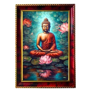 Serene Buddha Photo Frame For Wall & Table | 7x9 Inch Golden Cherry Finish | Decorative Serene Buddha Photo Frame For Home, Office & Pooja Room (F11439) Serene Buddha Photo Frame For Wall & Table | 7x9 Inch Golden Cherry Finish | Decorative Serene Buddha Photo Frame For Home, Office & Pooja Room (F11439)