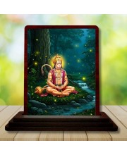 Car Desk/Table Top Lord Hanuman Wooden Photo Stand 3x4 Inches, Compact & Stylish Spiritual Display For Car, Home & Office (Pack Of 1) (F14343)