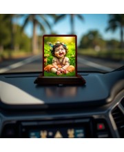 Car Desk/Table Top Lord Krishna Wooden Photo Stand 3x4 Inches, Compact & Stylish Spiritual Display For Car, Home & Office (Pack Of 1) (F14494)