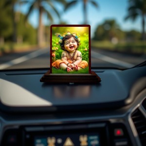 Car Desk/Table Top Lord Krishna Wooden Photo Stand 3x4 Inches, Compact & Stylish Spiritual Display For Car, Home & Office (Pack Of 1) (F14494) Car Desk/Table Top Lord Krishna Wooden Photo Stand 3x4 Inches, Compact & Stylish Spiritual Display For Car, Home & Office (Pack Of 1) (F14494)