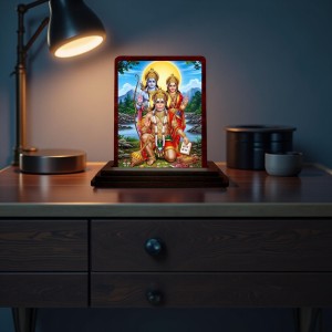 Car Desk/Table Top Lord Hanuman And Rama Sita Wooden Photo Stand 3x4 Inches, Compact & Stylish Spiritual Display For Car, Home & Office (Pack Of 1) (F14239) Car Desk/Table Top Lord Hanuman And Rama Sita Wooden Photo Stand 3x4 Inches, Compact & Stylish Spiritual Display For Car, Home & Office (Pack Of 1) (F14239)