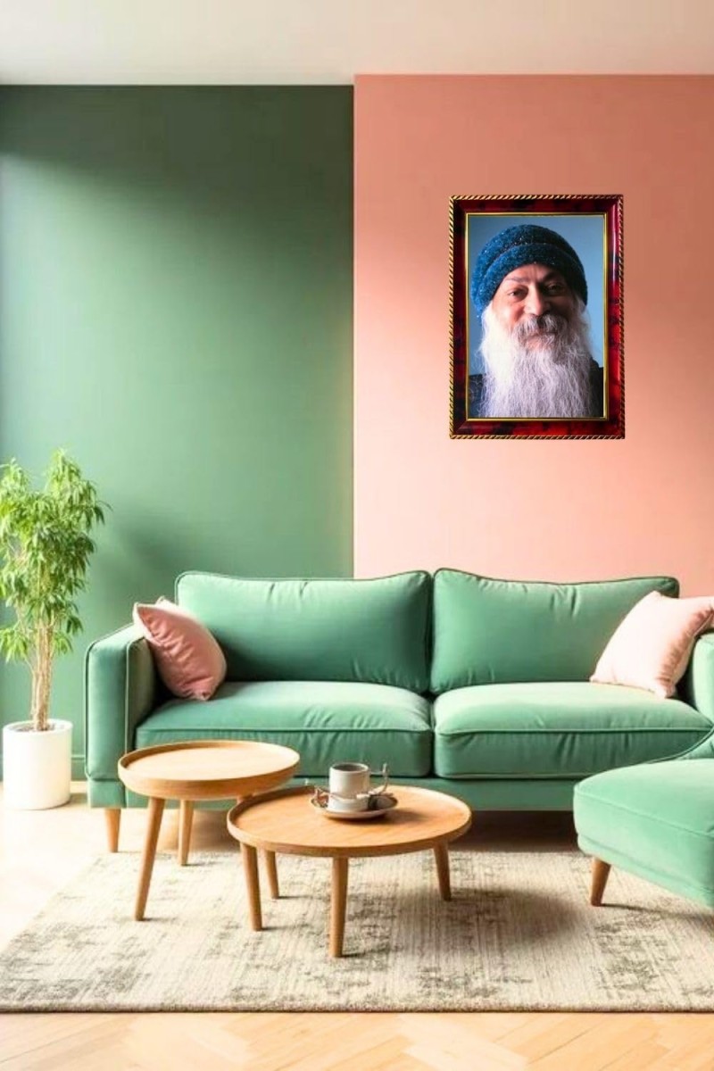 Spiritual Guru Oshoo Photo Frame For Wall & Table | 7x9 Inch Golden Cherry Finish | Decorative Spiritual Guru Oshoo Photo Frame For Home, Office & Pooja Room (F11444)
